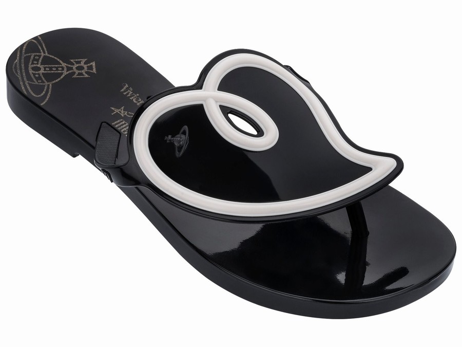 Chanclas Melissa Vivienne Westwood Sun Heart Mujer - Negras - Argentina PQO-378560